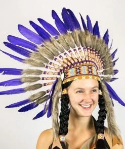 Interalia Indian Native American Purple Headdress Womens