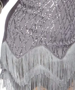 Leg Avenue Roaring Roxy 1920's Silver Sequin Curvy Gatsby Flapper Costume