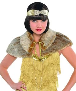 Amscan Jazz Era Roaring 20s Faux Fur Capelet Shawl Womens