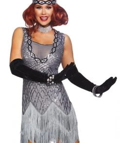Leg Avenue Roaring Roxy 1920's Silver Sequin Gatsby Flapper Costume