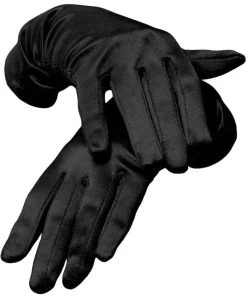 Music Legs Womens Mime Satin Wrist Length Clown Opera Black Red White Gloves