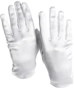 Music Legs Womens Mime Satin Wrist Length Clown Opera Black Red White Gloves