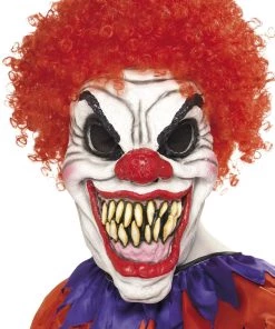 Smiffy's Clown Scary Mask With Red Curly Hair Buy Costumes