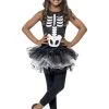 Smiffy's Kids Skeleton Tutu Dress Girls Halloween Costume