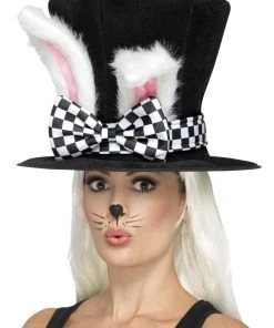 Smiffy's Womens March Hare Tea Party Top Hat With Bunny Ears