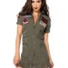 Leg Avenue Top Gun Womens Flight Dress Womens Maverick Goose Iceman Hire Costume