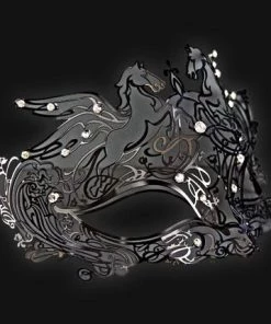 Carta Alta Womens Pegasus Venetian Filigree Mask Metal Masquerade Design