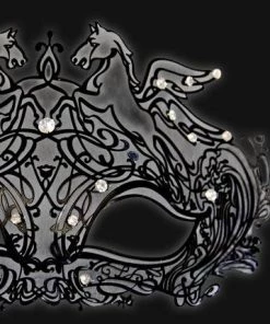 Carta Alta Womens Pegasus Venetian Filigree Mask Metal Masquerade Design