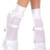 Music Legs Pin Up White Ankle High Opaque Socks With Frilly Lace Trim