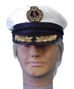 Carnival Products Nautical White Captain Costume Hat