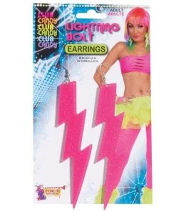 Tomfoolery Lightning Bolt Earrings 80s Buy Costumes