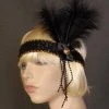 Interalia Ribbon Flower Black Flapper Headband Deluxe