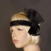 Interalia Womens Rose Silk Black Flapper Headband Deluxe