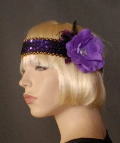Interalia Flower And Feathers Flapper Headband Deluxe Purple