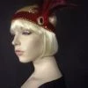 Interalia Womens Flapper Headband Deluxe Red Feathers