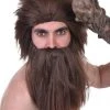 Tomfoolery Caveman Brown Beard And Wig Costume Set
