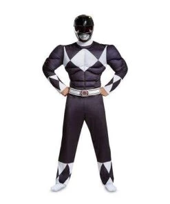 Disguise Mens Power Rangers Mighty Morphin Black Ranger Adult Costume
