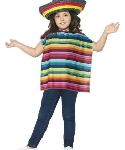Smiffy's Fiesta Mexican Kids Fancy Dress Sombrero And Poncho Costume Kit