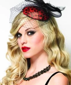 Disguises Fascinator Red And Black Womens Hire Costume Accessory