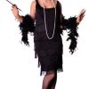 Disguises Flapper Black Full Fringing Long Flapper Women's 1920's Hire Costume