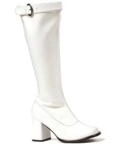 Ellie Shoes Womens Gogo Boots Wide Calf White For Hire