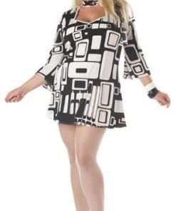Disguises Go Go Girl Black And White Women's Hire Costume 1960's Fancy Dress