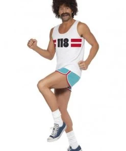 Smiffy's Mens Running 1970's Men's Costume 1980's Fancy Dress Outfit