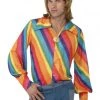 Smiffy's Disco Fever 1970's Retro Men's Rainbow Costume Shirt Mens