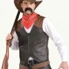 Sweidas Mens Cowboy Faux Leather Vest Costume Accessory