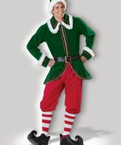 In Character Candy Cane Mens Elf Christmas Santa's Helper Hire Costume