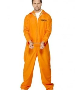 Smiffy's Prisoner Escaped Orange Jumpsuit Adult Costume
