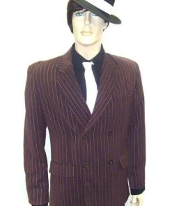Disguises Mens Gangster Brown Pin Stripe Men's 20's Hire Costume