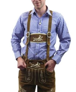 Disguises Mens Oktoberfest Traditional Authentic Lederhosen And Blue Shirt