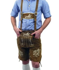 Disguises Mens Oktoberfest Traditional Authentic Lederhosen And Blue Shirt