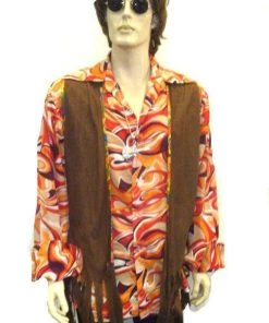 Disguises Hippie 60's And 70's Vests Men's Hire Costumes