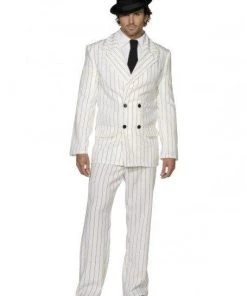 Smiffy's Gangster White Pin Striped Costume Suit