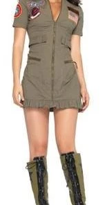 Leg Avenue Top Gun Womens Flight Dress Womens Maverick Goose Iceman Hire Costume