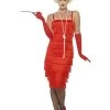 Smiffy's Flapper 1920s Longer Red Fringed Adult Costume For Sale Womens