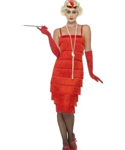 Smiffy's Flapper 1920s Longer Red Fringed Adult Costume For Sale Womens