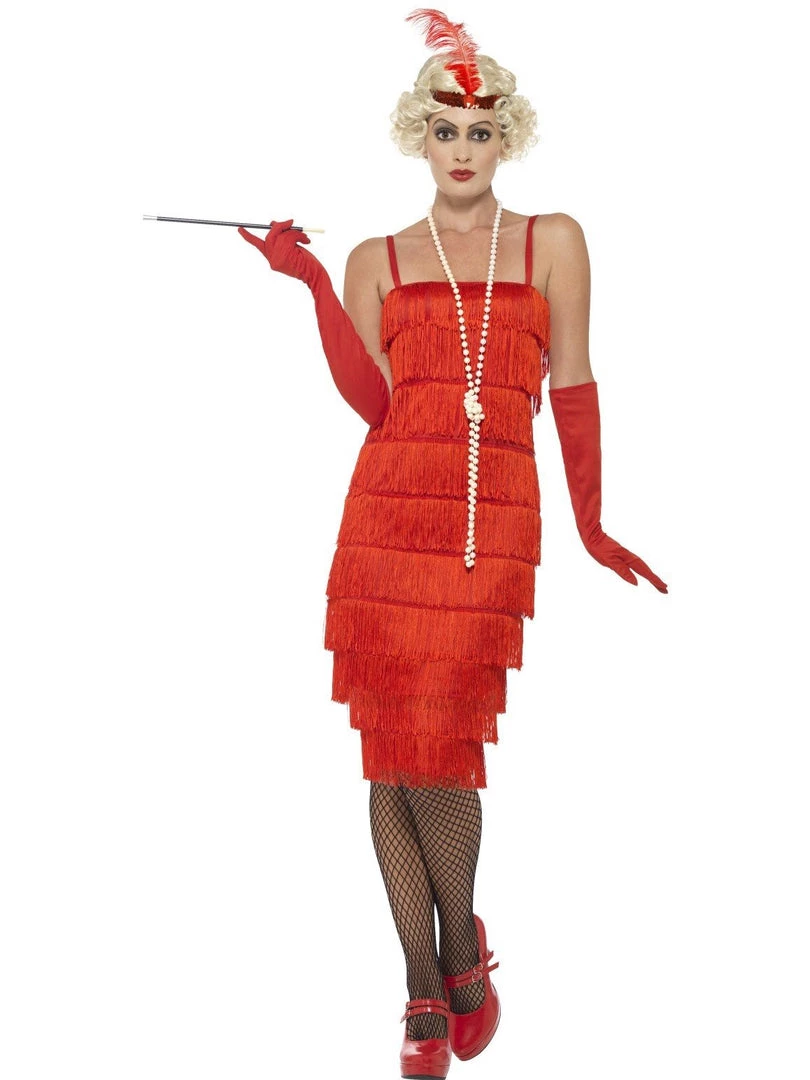 Smiffy's Flapper 1920s Longer Red Fringed Adult Costume For Sale Womens 3 Smiffy's Flapper 1920s Longer Red Fringed Adult Costume For Sale Womens