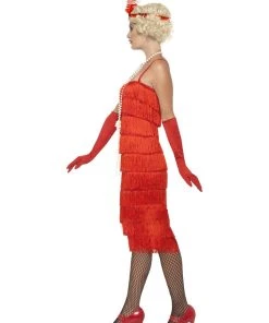 Smiffy's Flapper 1920s Longer Red Fringed Adult Costume For Sale Womens