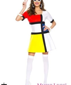 Music Legs Mod 1960s Dress Retro Womens Fancy Dress Party Costume Twiggy Outfit