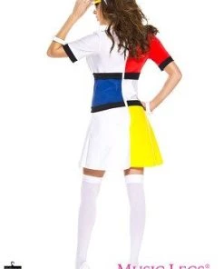 Music Legs Mod 1960s Dress Retro Womens Fancy Dress Party Costume Twiggy Outfit
