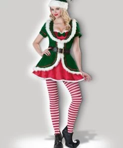 In Character Candy Cane Miss Elf Christmas Women's Santa's Helper Hire Costume Womens