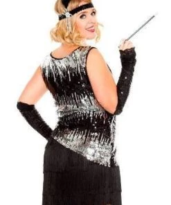 Music Legs Fearless Flapper Gatsby Flapper Black Plus Size Womens Costume