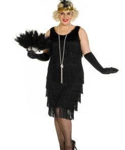 Elevate Costumes Flapper 20's Black Plus Size Dress Full Fringing Women's Hire Costume Womens