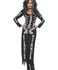 Smiffy's Skeleton Dress Women's Halloween Costume Womens