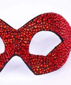 Carta Alta Colombina Red And Black Rhinestone Venetian Mask Womens