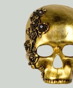 Carta Alta Skull Rose Gold Venetian Handmade Masquerade Mask 7 Carta Alta Skull Rose Gold Venetian Handmade Masquerade Mask
