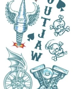Tinsley Transfers Biker Fake Tattoos Outlaws Costume Kit Makeup Transfers
